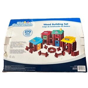 Wood Building Set - Multicolor Kid Connection Log House Lincoln Blocks